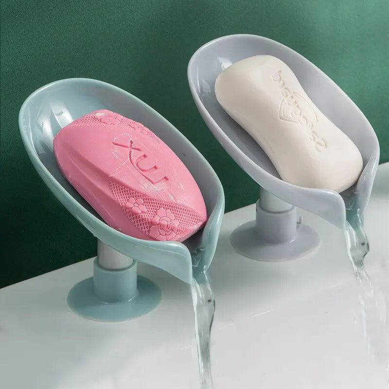 2pcs Leaf Shaped Drain Soap Holder